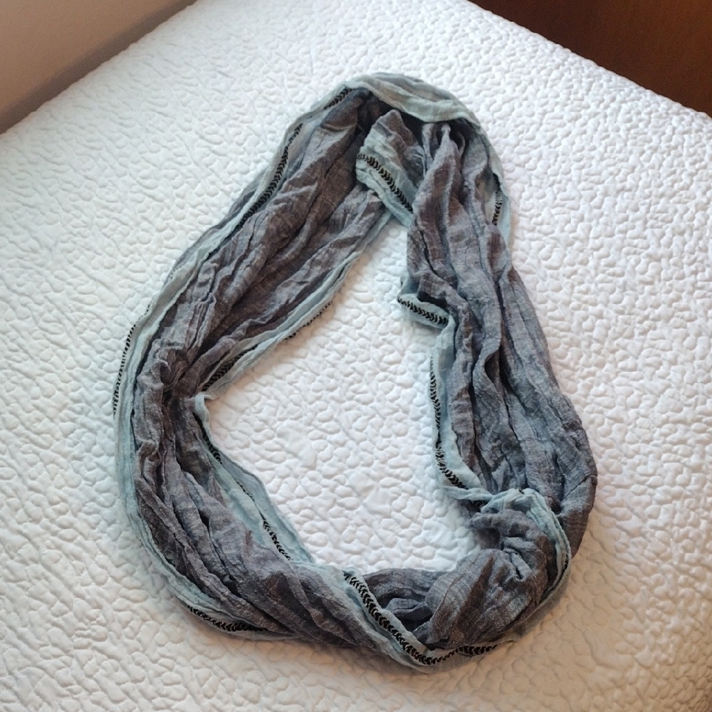 Chic Gray and Light Blue Infinity Scarf - Picture 5 of 5